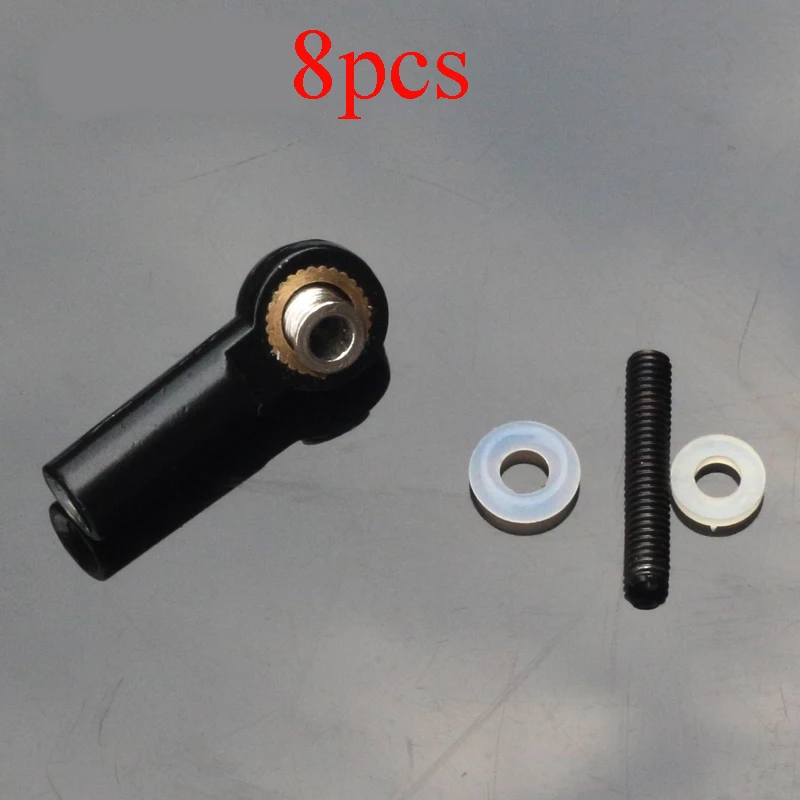

8PCS Metal M3 Straight Ball Head Buckle Pull Rod Head Connecting Rod Ball Joint for 1/10 RC Car Model 1:10 Climbing Car DIY Acc