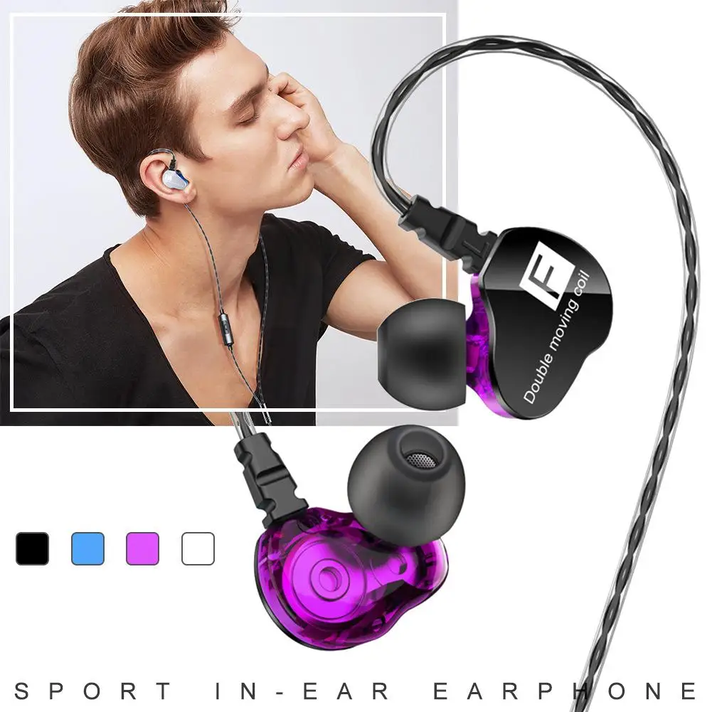 High Quality Dual Unit Driver Sport In Ear Earphone 3 5mm HiFi Bass Headset with Microphone DJ Music Earphone for Cell Phone MP3