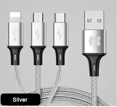 NOHON Micro type C USB кабель type-C 8pin 3 2 в 1 для iPhone 7 6 6S Plus iOS 10 9 8 Android Xiaomi LG кабель быстрое зарядное устройство кабели - Цвет: Silver 3-in-1