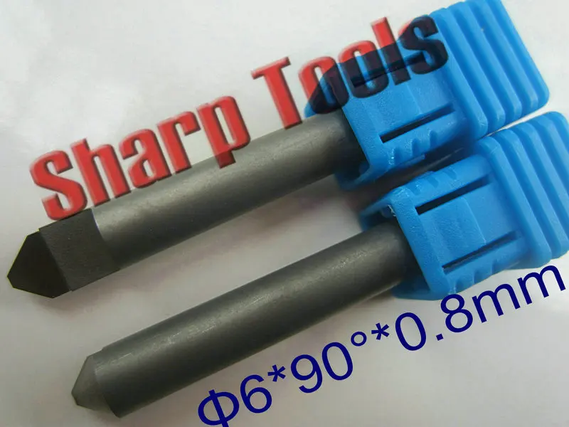 

6*0.8MM 90 Degree V Carve Diamond PCD Tool Router Bit CNC End Mill Set, PCD Diamond CNC End Mill Bits Cutter for Granite Stone