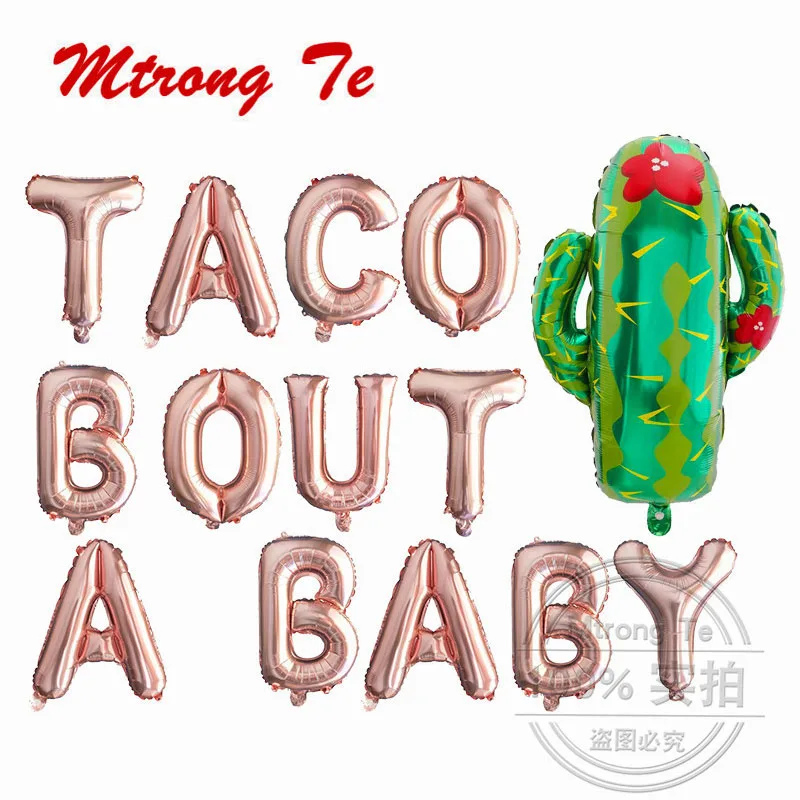 14 шт./партия 16 дюймов розовое золото TACO but A BABY Love фольга Воздушные шары фиеста тема, детский душ Детские вечерние украшения