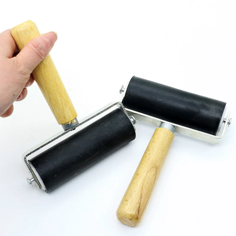 Wood Handle Ink Rubber Rubbing Embossing Roller Kit For Painting Printmaking LD 