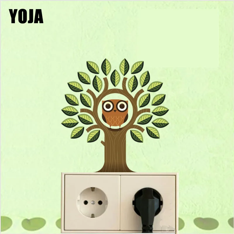 

YOJA Unique Tree Branches Leaves Of The Colored Owl Switch Sticker Decor Living Room Bedroom Wall Stickers 10SS0066