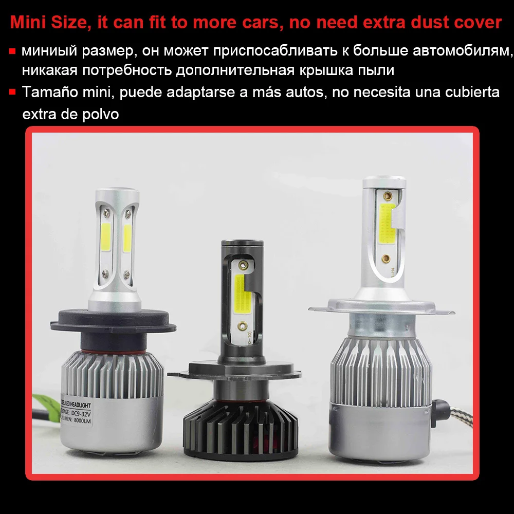 YHKOMS H4 светодиодный H7 Canbus H8 H9 H11 9005 9006 880 881 H27 H1 H3 3000K 4300K 6500K 8000K Автомобильная