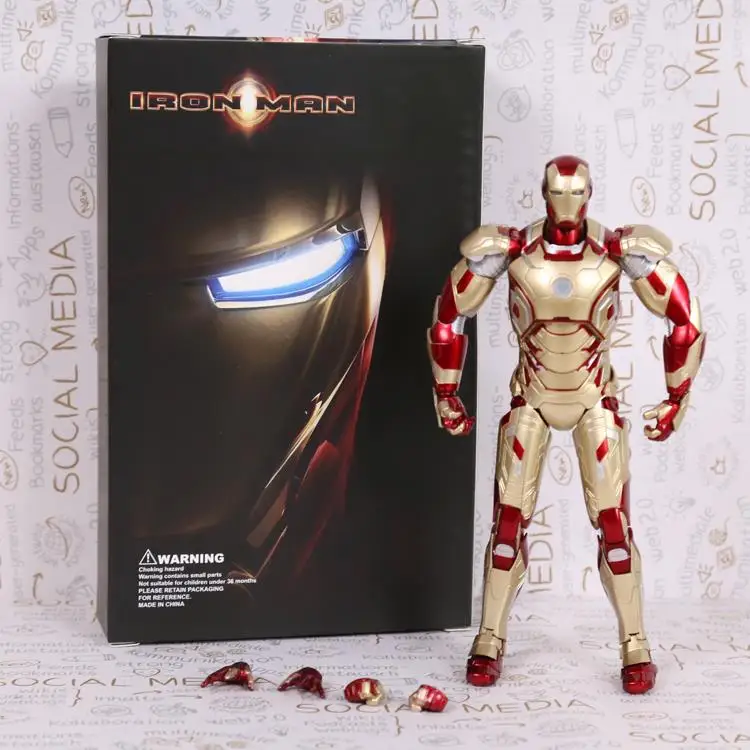 

Iron Man MARK 42 PVC Action Figure with LED Light Collectible Model Toy 7" 18cm