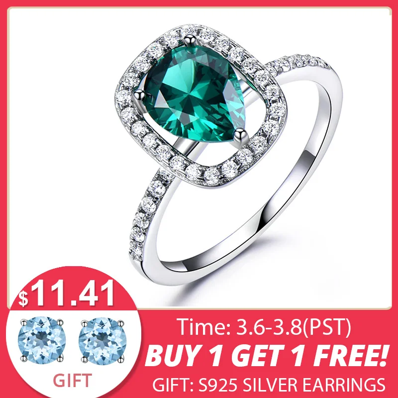 

UMCHO Solid 925 Sterling Silver Rings for Women Water Drop Green Emerald Gemstone Ring Birthstone Wedding Band Romantic Jewelry