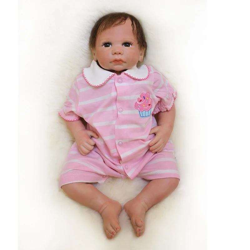 

Nicery 20inch 50cm Bebe Doll Reborn Soft Silicone Boy Girl Toy Reborn Baby Doll Gift for Children Pink Jumpsuit