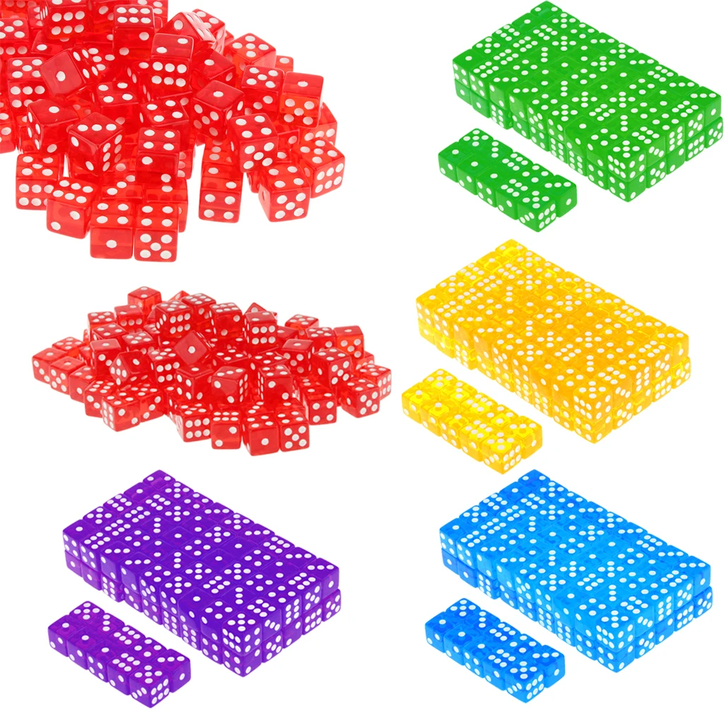 Смешной акриловый 100 x полупрозрачный 16 мм шестисторонние игральные кости для ролевых игр красочные игральные кости для семейного детского клуба для игры в пабе подарок