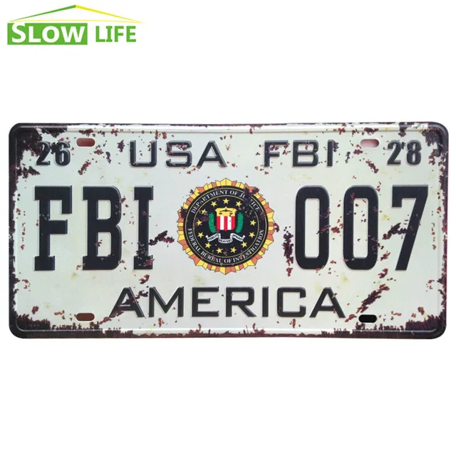 New USA FBI 007 Car Metal License Plate Metal Tin Sign Vintage Home ... New USA FBI 007 Car Metal License Plate Metal Tin Sign Vintage Home ...