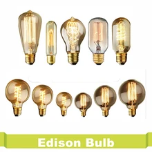 Edison Bulb Luminaria St64 Retro Lamp Bombilla Vintage Lampada Filamento 220V 40W E27 Antique Decorative Bulbs Carbon Filament
