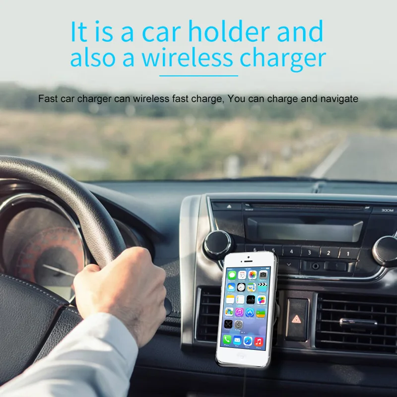 

Car Wireless Mobile Phone Charger Air Outlet Holder Adjustable 360 Degree Rotation QJY99