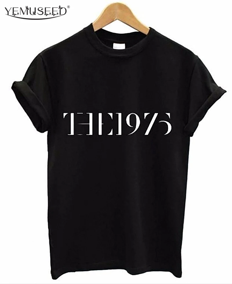 

YEMUSEED The 1975 Letters Print Women T shirt Street Punk Style Tee Harajuku SUmmer Tops Oneck Plus Size WMT195