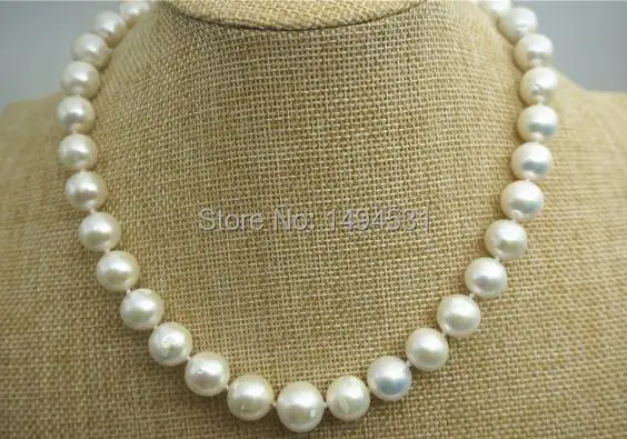 

Round Pearl Necklace, Metallic Luster,Huge Nucleated Pearl Necklace,Lavender And Gold Color,Genuine Freshwater Pearl