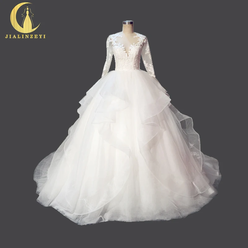 Rhine Real Picture New Arrival Long Sleeves Lace Sexy See Through Back Ball font b gown