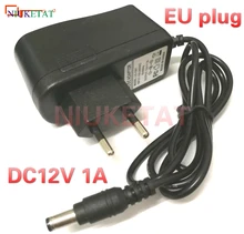 1 pces dc 12 v 1a AC100V-240V ue plug conversor adaptador de alimentação 12v1a 1000ma interface 5.5mm * 2.1mm (2.5mm) unidade led strip