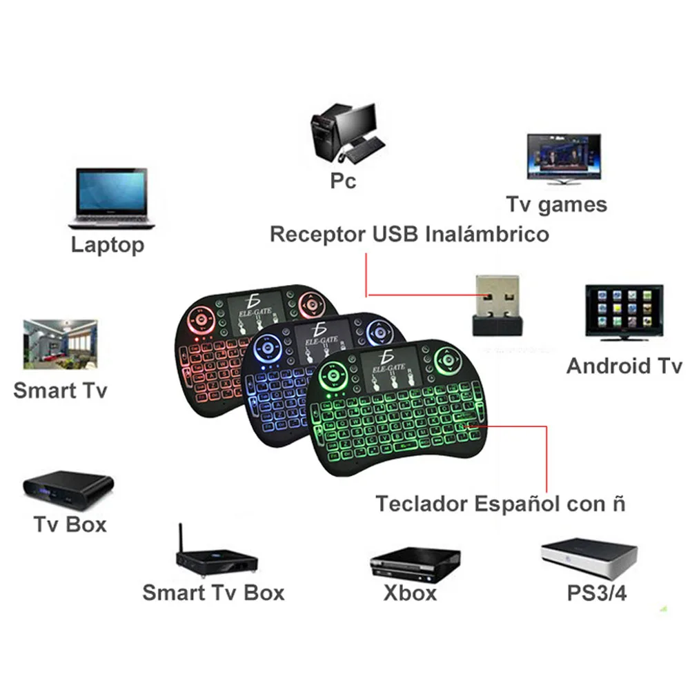 Smart tv I8 Mini 2,4G Беспроводная Клавиатура Тачпад 3 цвета с подсветкой Air mouse русские языки Android tv BOX PS3/PS4 компьютер