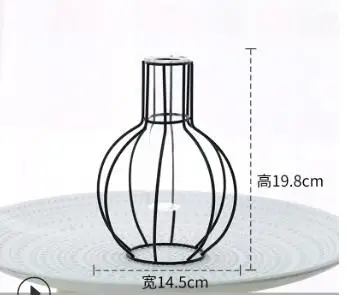 1 шт. железная ваза простой европейский стиль подставка для цветов креативная ваза декор со стеклянной чашкой - Цвет: A