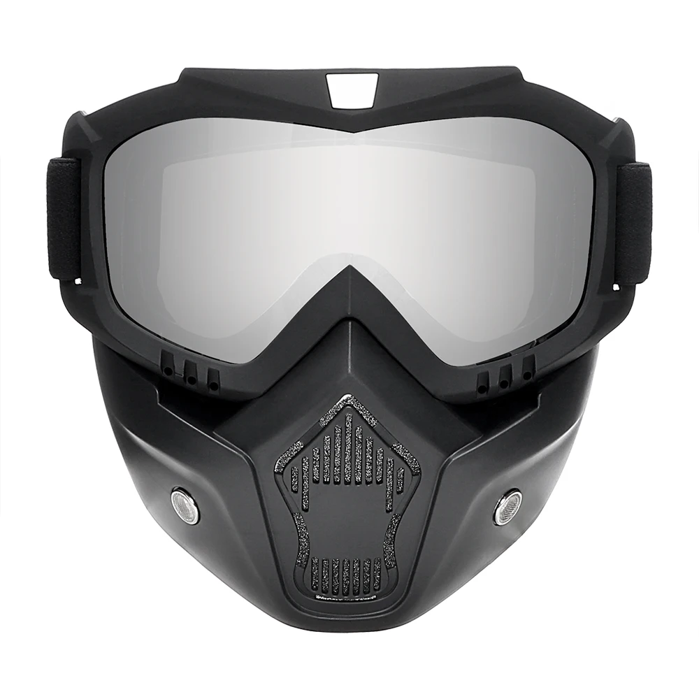 Мотоциклетные очки, солнцезащитные очки, открытый шлем, маска, съемные очки, УФ-защита, мото, Лыжный велосипед, очки для мотокросса, для Halley - Цвет: Серебристый