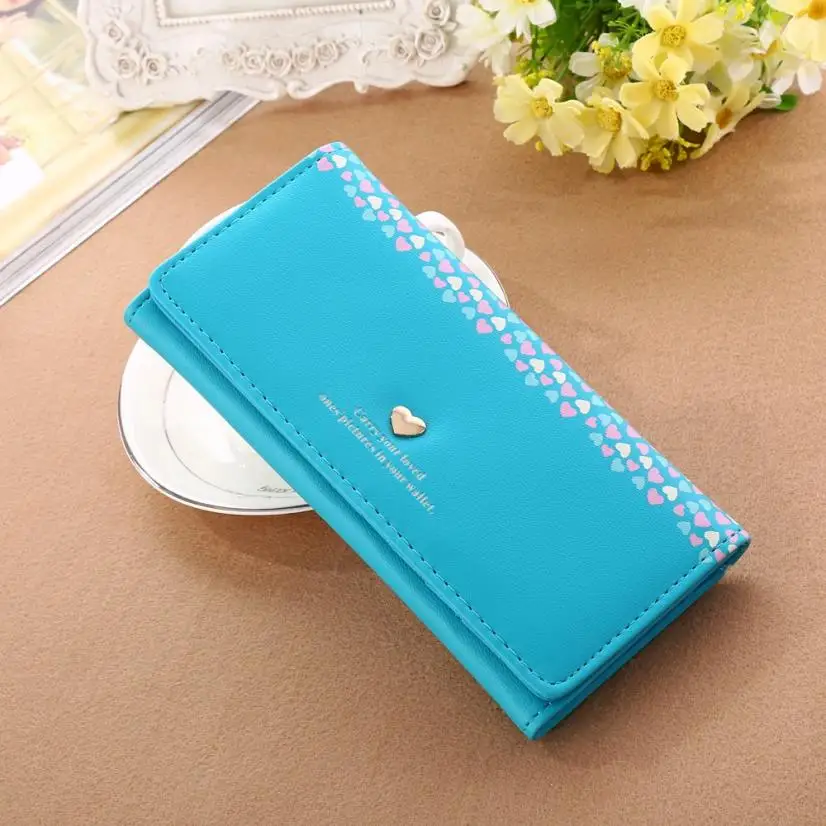 Женский кошелек новинка 2021 с узором в виде сердца и монет Длинный держатель для