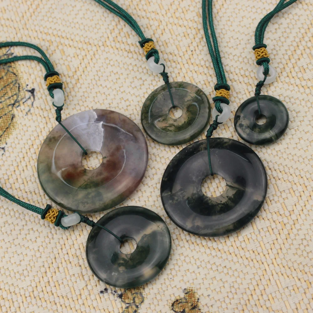 Natural Gemstones Crystal Round Donut Circle Pendant for Necklaces Earrings DIY