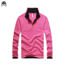 Хорошее качество, новинка, повседневная мужская рубашка поло с длинным рукавом и хитовым воротником, хлопковые однотонные мужские рубашки поло с отворотом, тонкие мужские топы