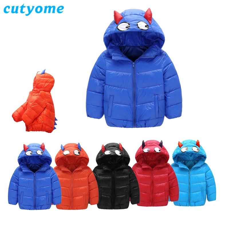 

Ultralight Thicken Down Jackets for Boys Toddler Kids Long Sleeve Cartoon Dinosaur Hooded Parka Overcoats Children Winter Coats