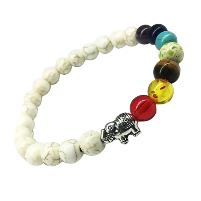 

Boho Colorful Elephant Yoga Energy Bracelet Vintage Transparent Beads Bracelets Unisex Natural Stone Life Tree Bead Bracelet