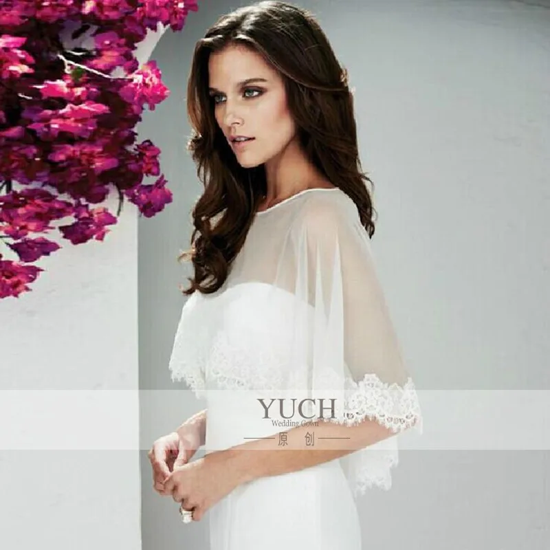 

White Wedding Bolero Lace Bridal Wrap Shawl Women Cape Shrug Mariage Cloak for Prom Party Wedding Dress