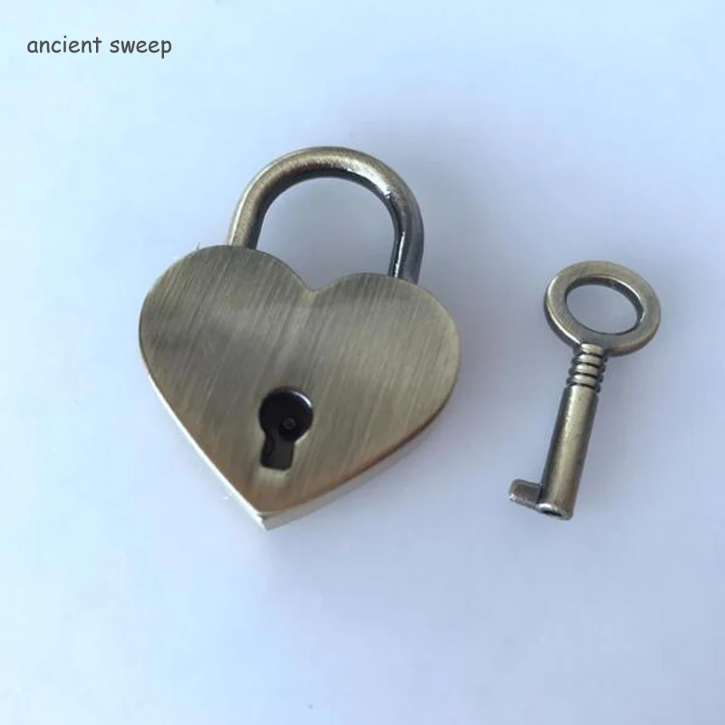 Мини-замочек в виде сердца старинный с замком для ключей Античный стиль для влюбленных пар - Цвет: ancient sweep