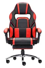High-back Faux Leather Office Gaming Computer Chair Thick Padded Extendable Racing Gaming Executive Chair with Footrest