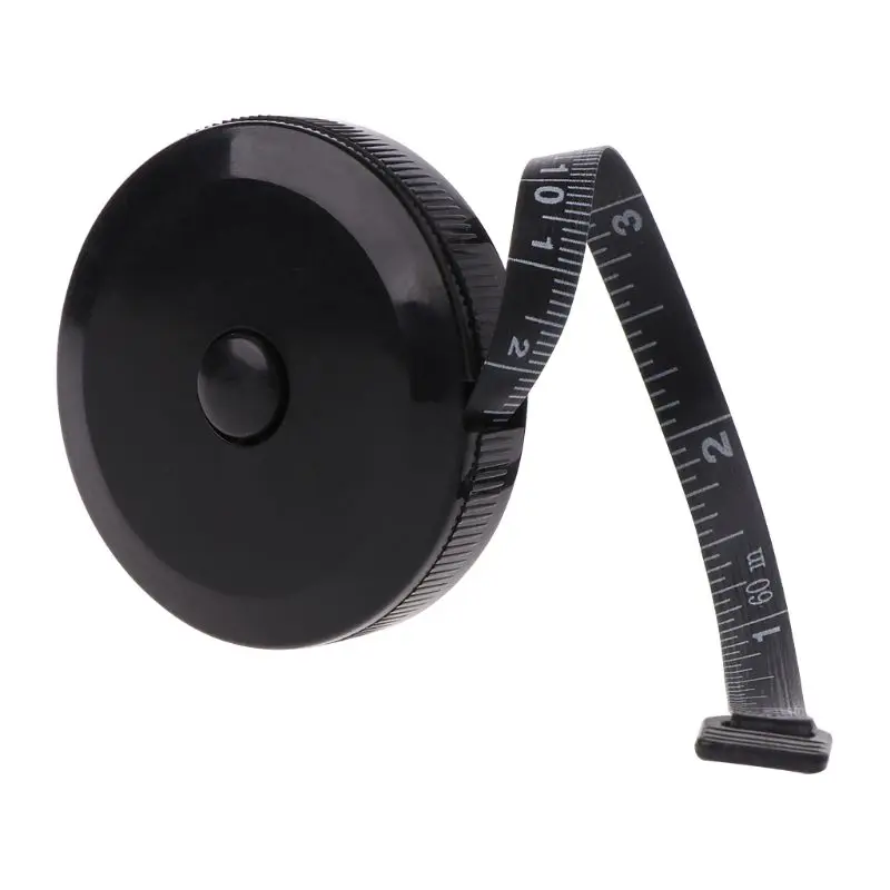 Новинка 1,5 м/60 дюймов черная лента измерительная двухсторонняя Выдвижная Инструменты Автоматическая ABS Гибкая мини швейная измерительная лента