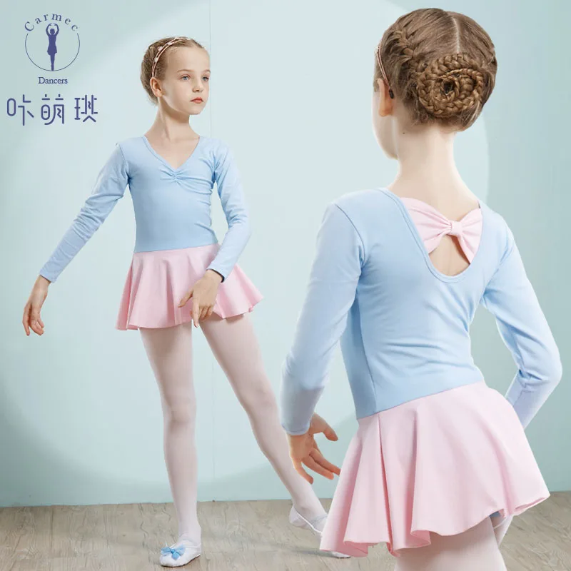 Girls New Winter Dancing Dress Children Ballet Dance Suit Kids Dance Practice Skirt Long Sleeved