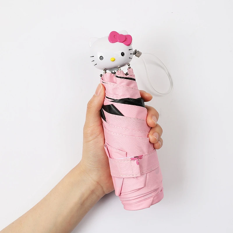 

Cartoon Animal Cat Lovely Girl Womens Umbrella Pocket Mini- Fold Too Parasol Portable Five Folding Regenschirm Sunshade