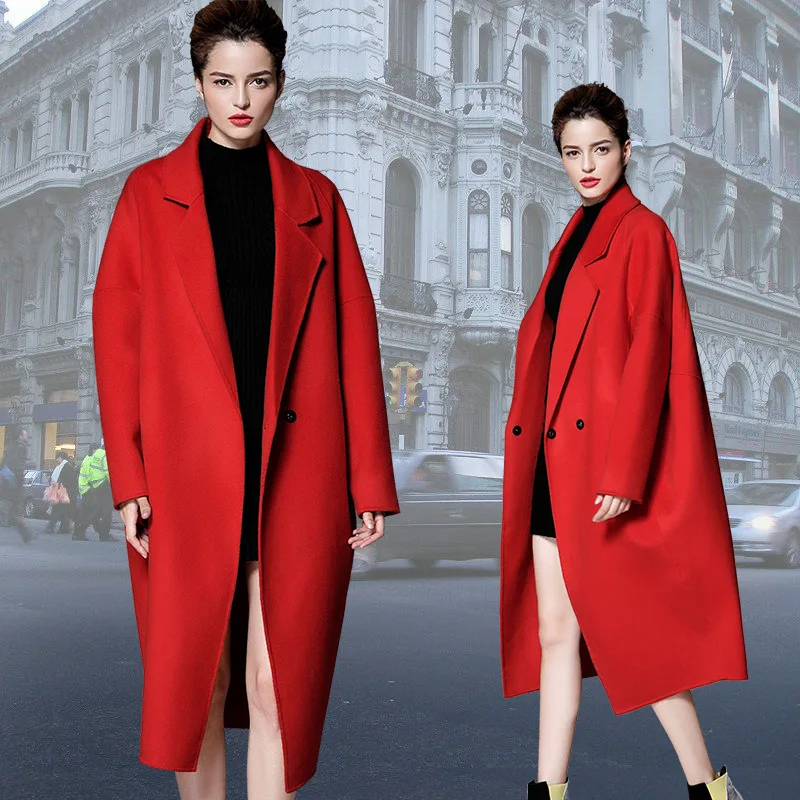 Green rouge Laine De Plus Femmes Taille Manteau Femelle army Lâche Outcoat Pardessus Survêtement Long Noir 2019 6fFqBScq