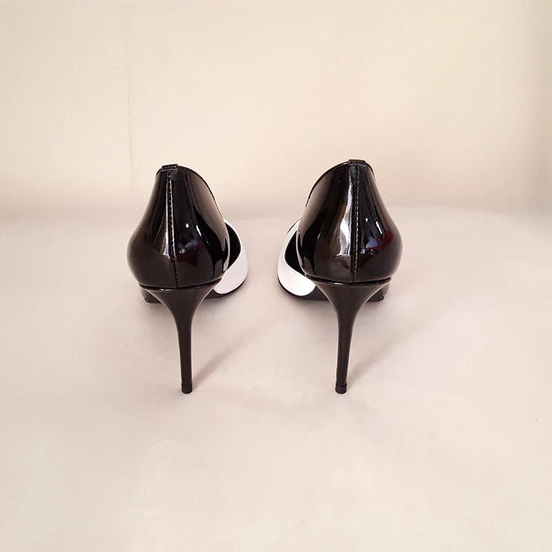 SANLUME/белые лакированные туфли-лодочки на высоком каблуке 8,5 см; офисные туфли; женские элегантные туфли ручной работы из воловьей кожи с острым носком на тонком каблуке