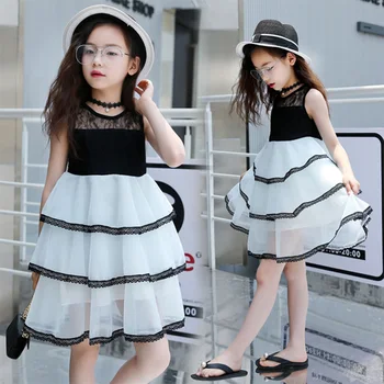 

Children Wedding Party Dresses Summer Girl Layered Dress Kids Evening Ball Gowns Formal girls Frocks Clothes for Girl 4-14Yrs