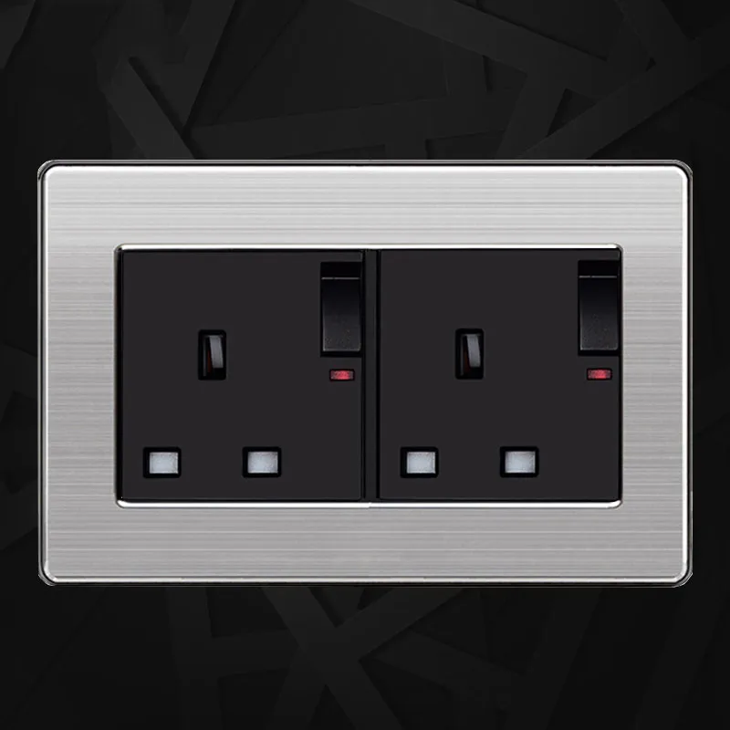 UK Standard Double Switched Socket with Neon Luxury Wall ...