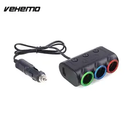 Vehemo DC12-24V гнездо сигареты автомобиля Зарядное устройство автомобиля Авто 2 USB Multi Авто легче сплиттер переходник ABS 120 Вт автомобиля stying