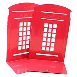 1 пара лондонская телефонная будка дизайн противоскользящие книжные концы книжная полка держатель канцелярские принадлежности (красный)