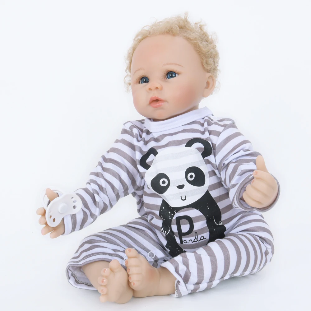 22 &quot55 см кудрявый мохер Очаровательная Кукла Reborn Baby Реалистичная ткань тело
