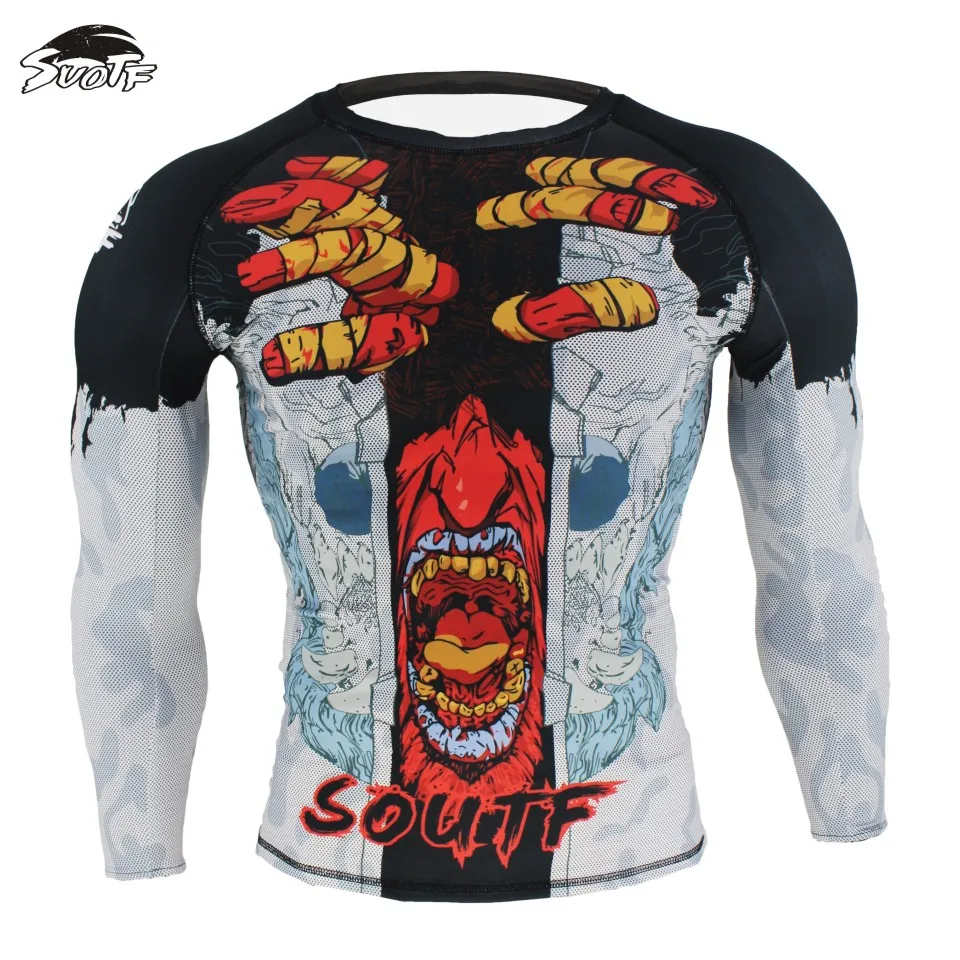 

SUOTF Snarling wolf head long sleeve cycling jersey men maillot motocross jersey void mountain bike winter cycling jersey france