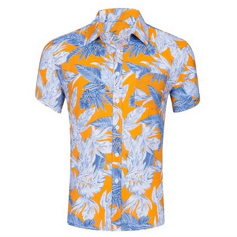 Мужская Гавайская пляжная рубашка с модным принтом, пляжные рубашки с коротким рукавом, Повседневная летняя рубашка Camisa, европейский размер, многоцветные топы с принтом