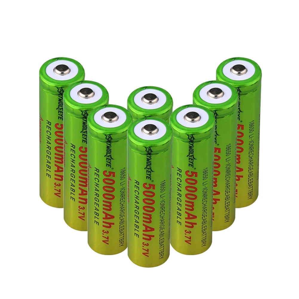 

1/2/4/6/8 Pieces Green+yellow Li-ion 18650 5000mAh Rechargeable Batteries 3.7 V 18650 Li Ion Lithium Battery Cells Replacement