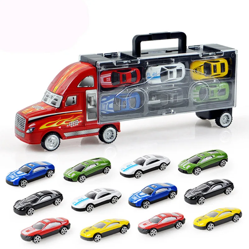 

1:30 Scale Diecast Metal Alloy model Toys Portable Car Transporter Container Truck Alloy Car For Children Gifts