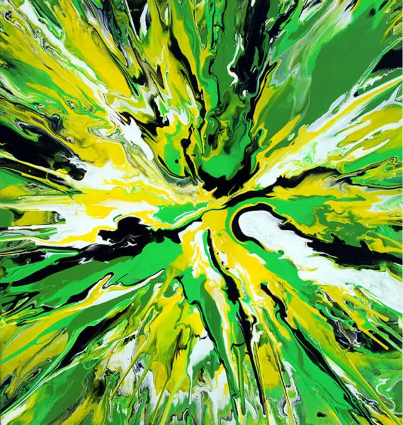 Abstract color green tones of oil paint pictures, handmade oil painting