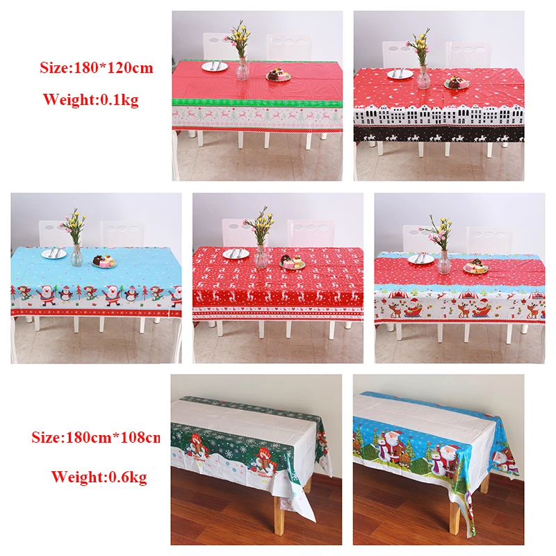 Водонепроницаемый и анти масло Одноразовые ПВХ Merry Рождество скатерть скатерти