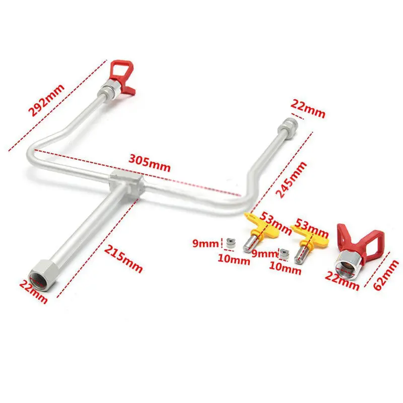 Профессиональные инструменты, безвоздушный распылитель для распыления краски, удлиняющий полюс, двойная Насадка+ наконечники, защита, мощный инструмент для нанесения краски, 2 точные насадки