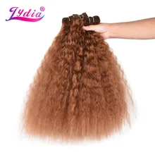 Лидия 3 шт./упак. кудрявый вьющиеся Инструменты для завивки волос 18-22 дюймов природа Цвет волна, синтетические волосы, для увеличения объема, с двойной Weft пряди коричневого цвета