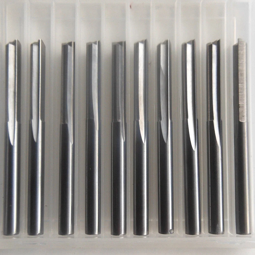 

10pcs Shank 2 Flutes Straight Slot Solid Carbide End Mill Cutter CNC Router Bit