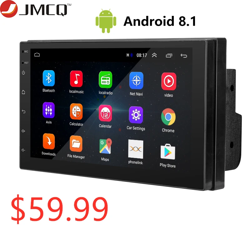 Android 8,1 2 Din 7 pulgadas HD pantalla táctil coche radio reproductor de vídeo Multimedia 4 núcleos Universal auto estéreo GPS mapa de enlace espejo